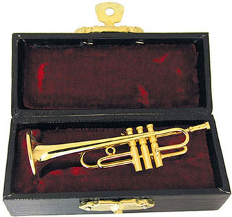 Dollhouse Miniature 2 1/2" Trumpet with Case